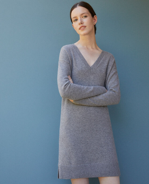 Kleid aus Kaschmir Grau