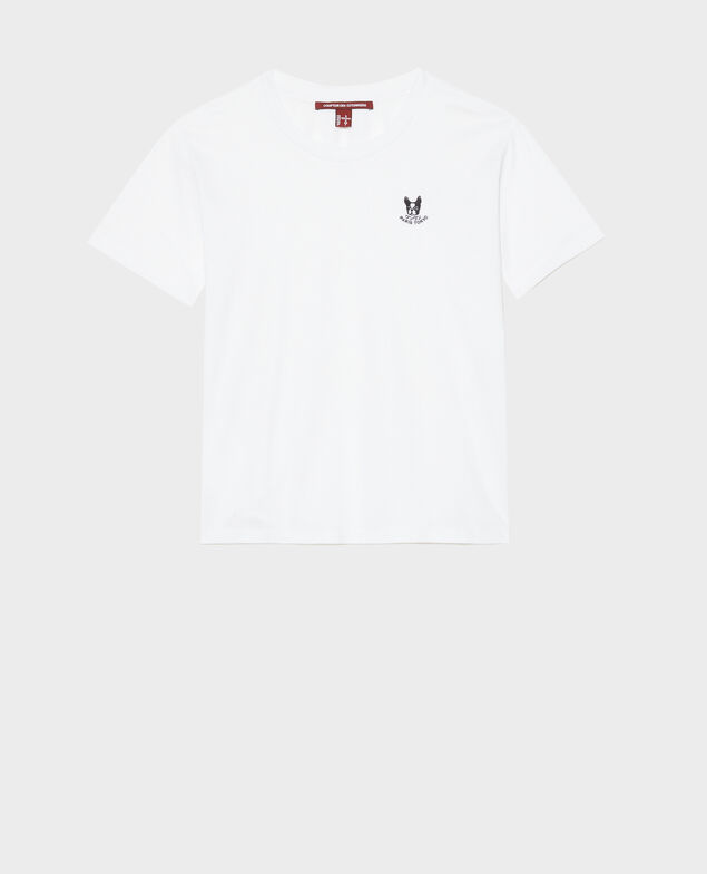 Besticktes T-Shirt aus Baumwolle Optical white
