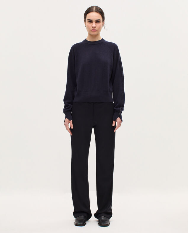 Pullover mit Rundhalsausschnitt aus Kaschmir K691 navy st gray