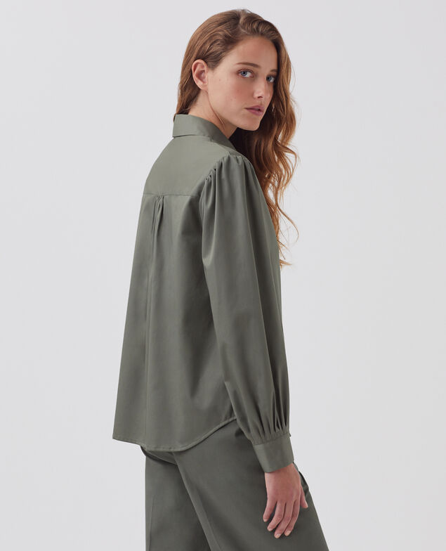 Bluse aus Satin-Baumwolle J560 basil dark green
