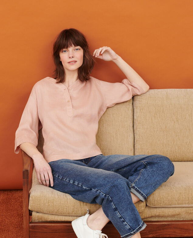 Tunesische Bluse aus Leinen 32 beige