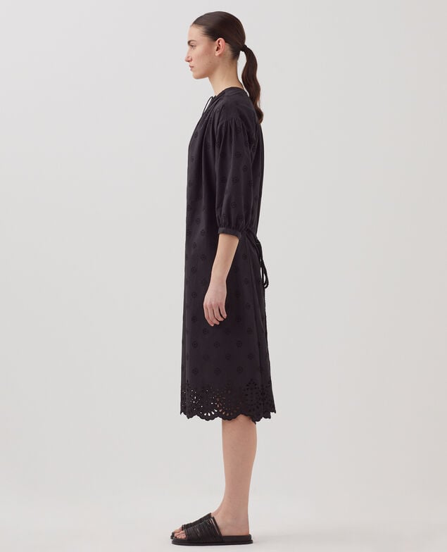 Midi-Kleid mit Lochstickerei aus Baumwolle H091 black beauty