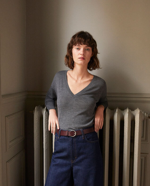 Pullover aus Merinowolle Grau