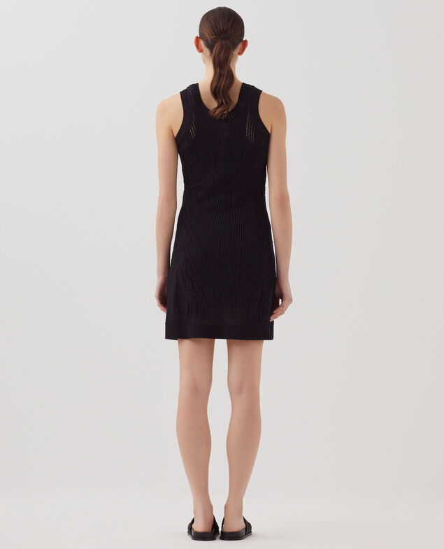 Kurzes Häkelkleid mit Blumenmotiv H091 black beauty
