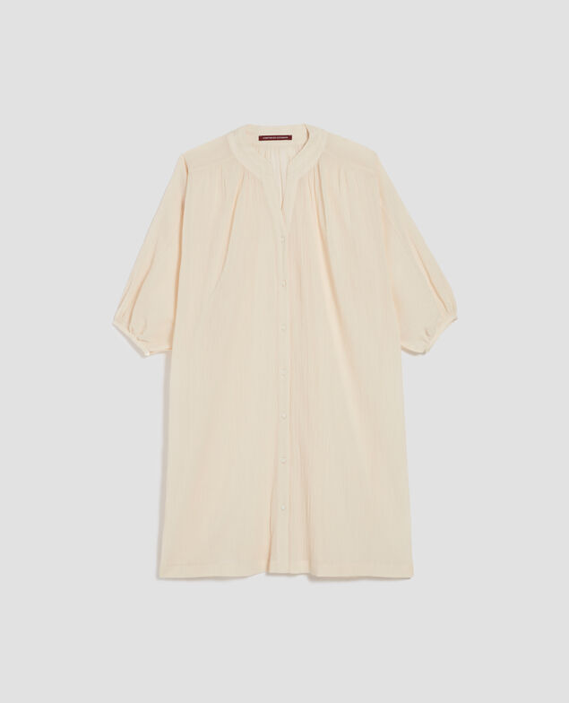 Kurzes weites Kleid aus Knitterbaumwolle J300 natural