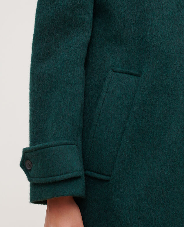 Gerade Mantel aus strukturierter Wolle 8880 59 darkgreen