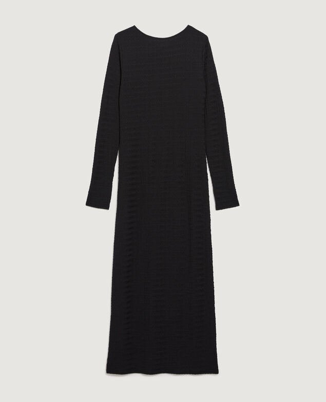 Langes texturiertes Kleid H091 black beauty