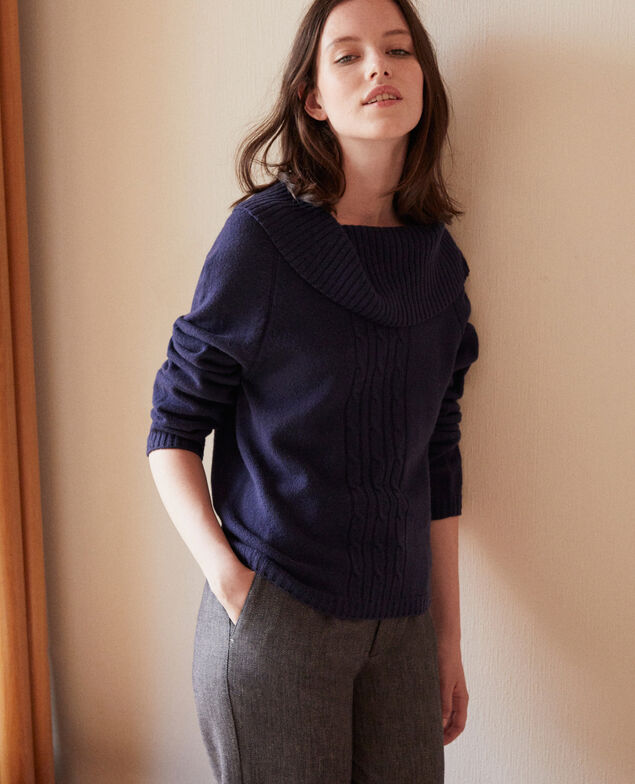 Pullover mit Zopfmuster Peacoat
