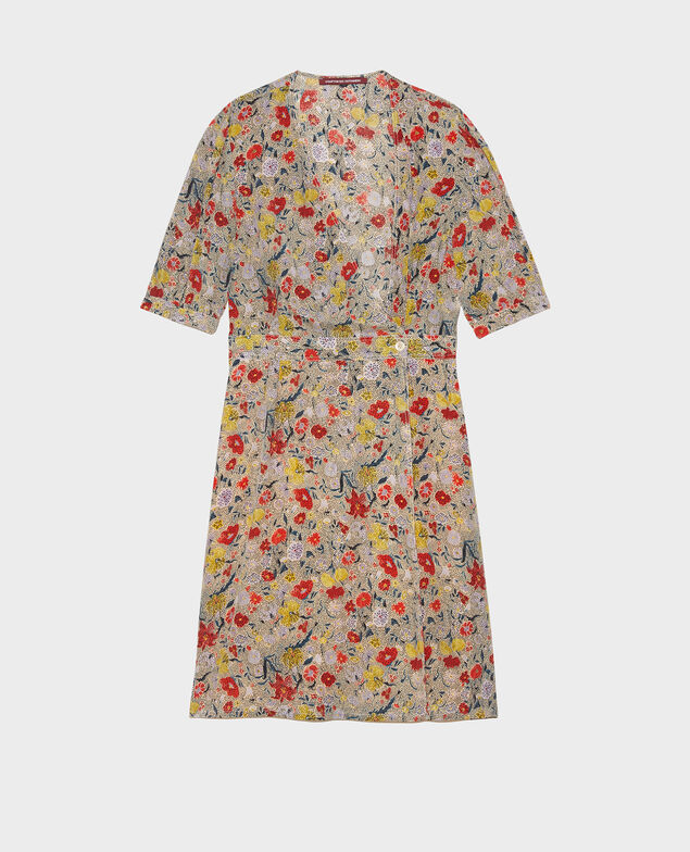  Kurzes Wickelkleid aus Seide mit Flowerprint Print eden cream
