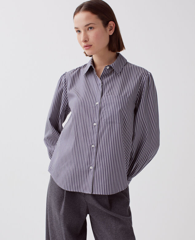 Bluse aus Satin-Baumwolle I660 st blue white
