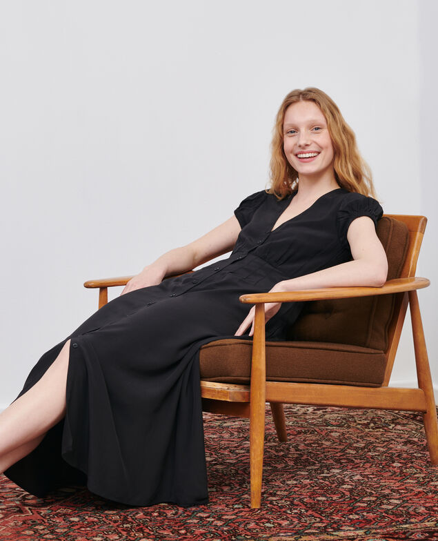 LUDIVINE - Langes fließendes Kleid 09 black