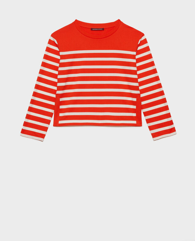 Langärmliges Marine-T-Shirt Stp spicyorange white