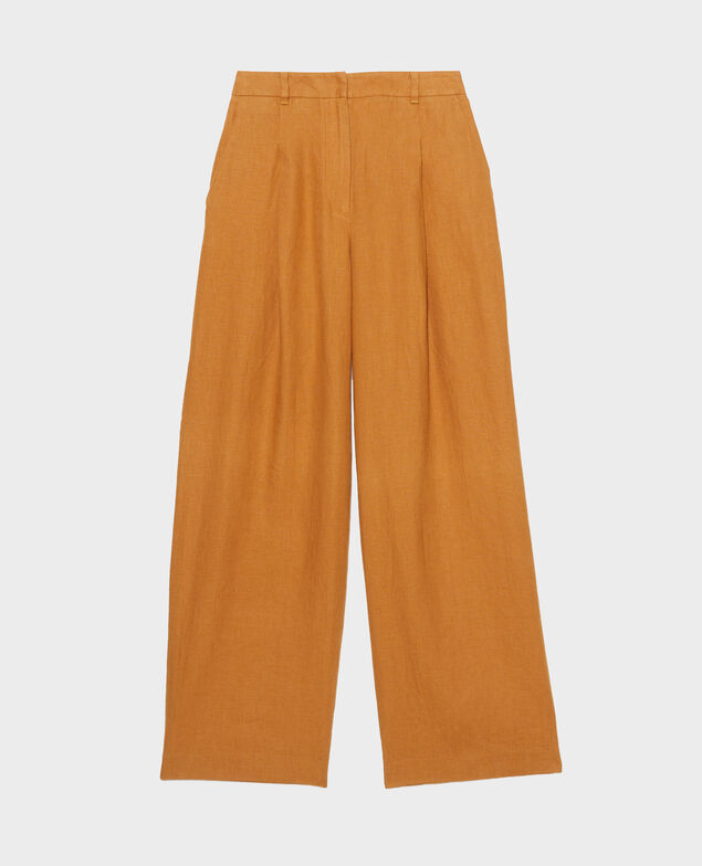 YVONNE - Weite Hose aus Leinen 36 brown