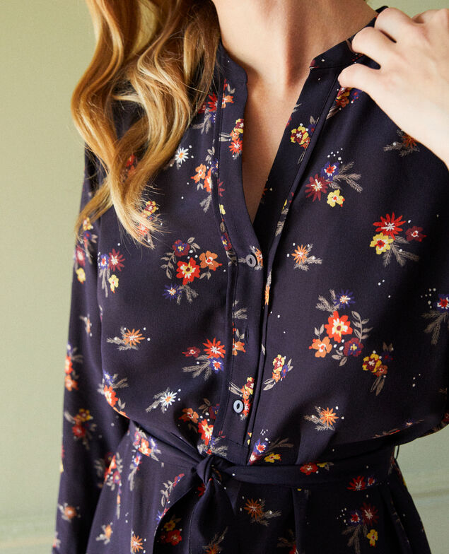 Hemdkleid mit Gürtel Bouquet deep well