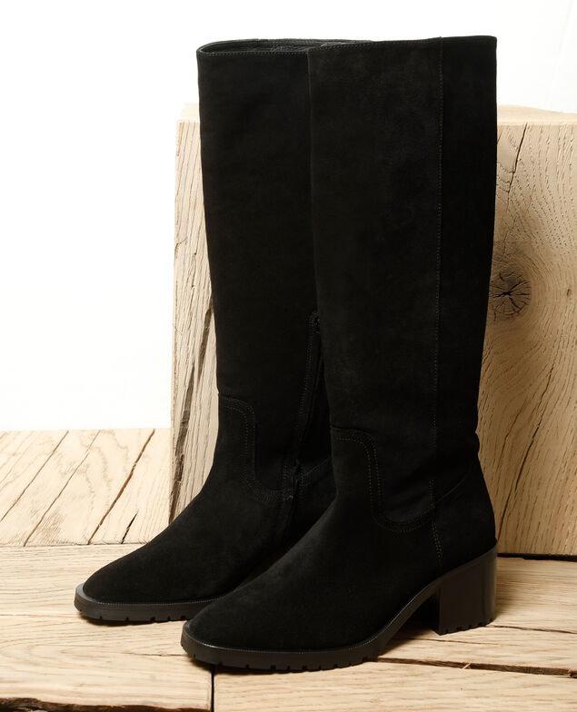 Stiefel aus Veloursleder Schwarz