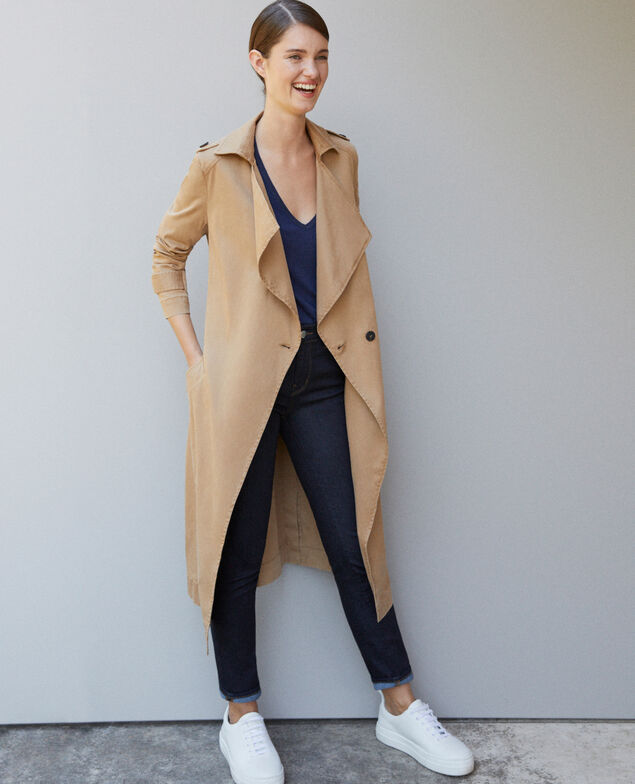 Langer fließender Trenchcoat Chamois rose