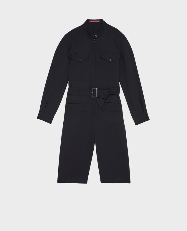 Bermudashorts-Jumpsuit aus Wolle Black beauty
