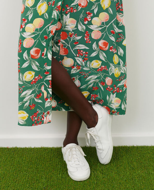 FRANCINE - Fließend fallender Midi-Rock 103 print green
