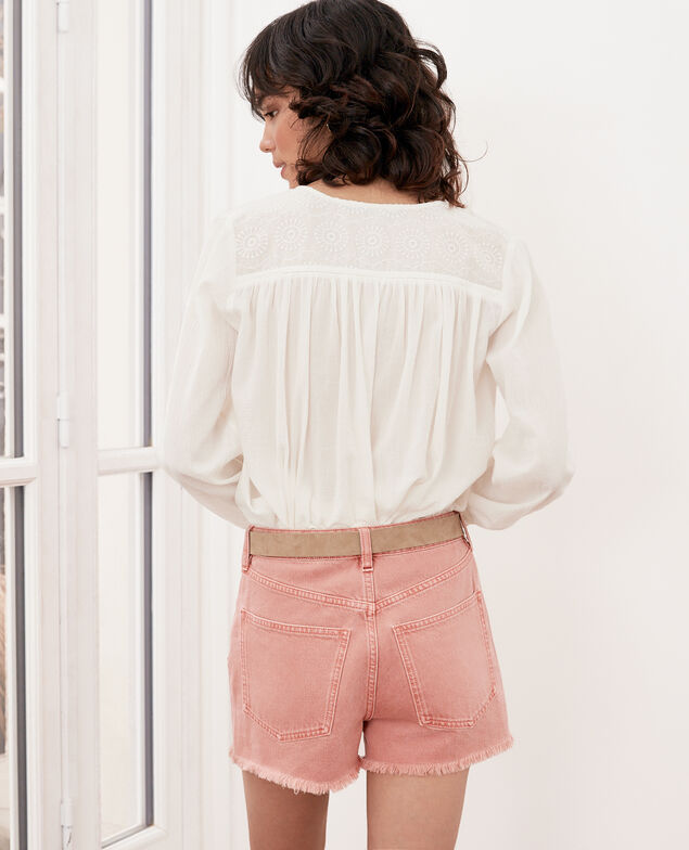 Bluse mit Spitze  Blanc
