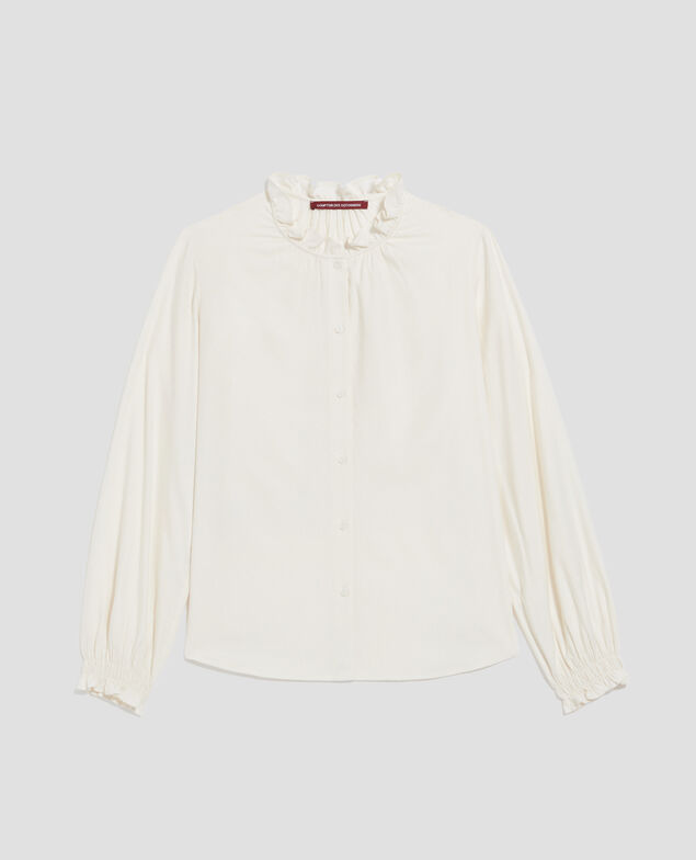Bluse mit Volant-Kragen I012 papyrus creme