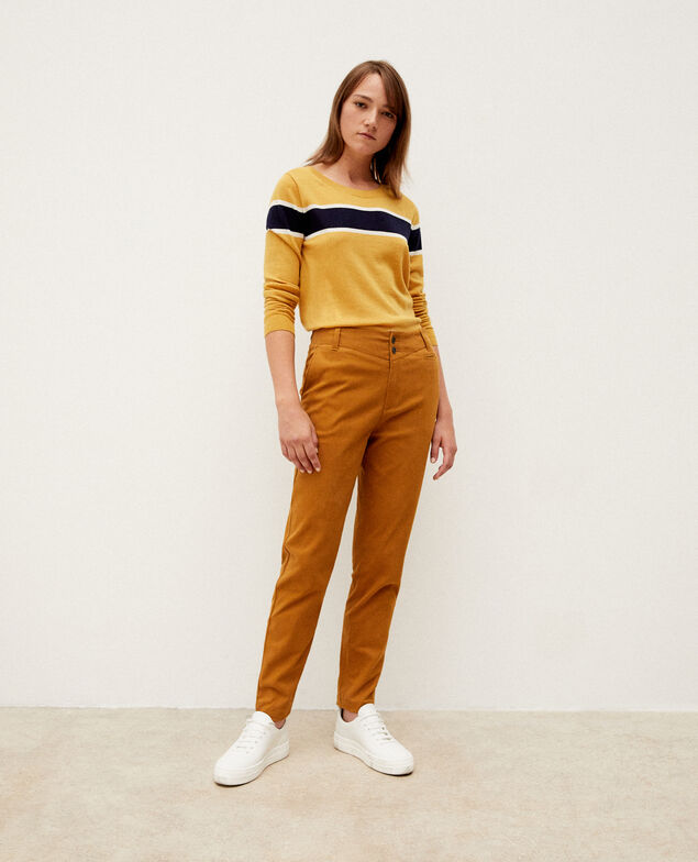 Cardigan aus Merinowolle Golden spice/peacoat/off white