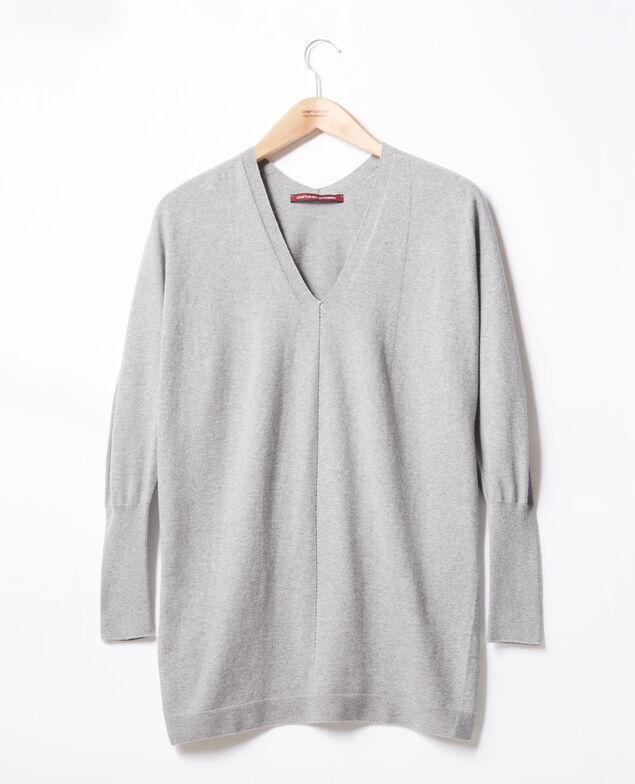 Oversize-Pullover aus Baumwolle und Kaschmir Light grey