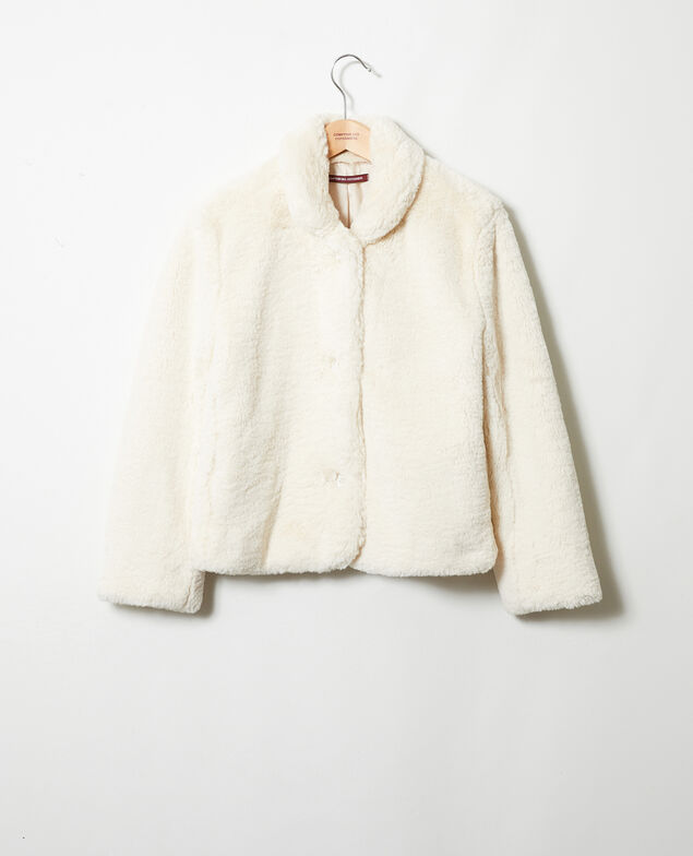 Kurzer Mantel aus Pelzimitat Off white