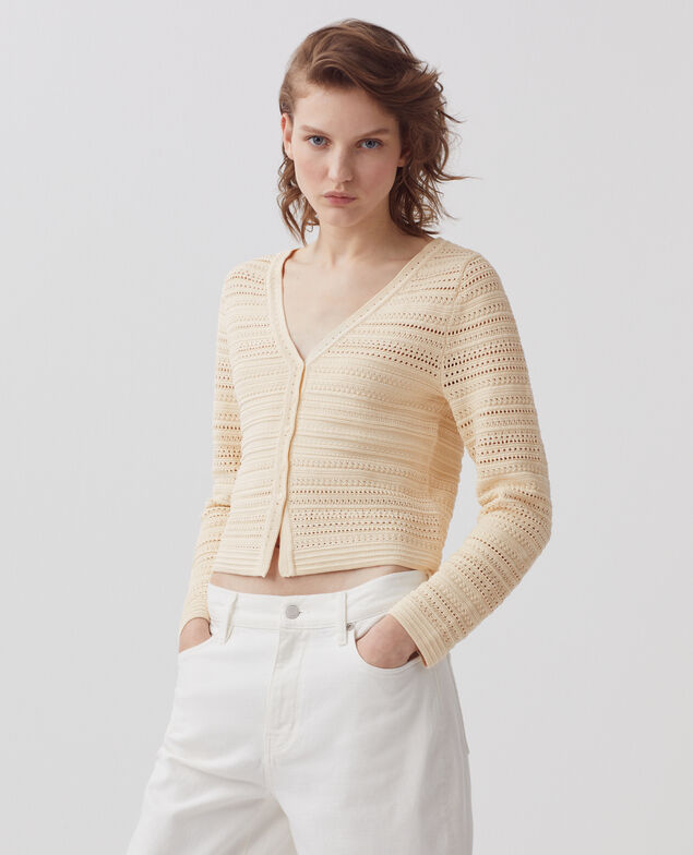 Häkel-Cardigan aus Baumwolle H304 albore