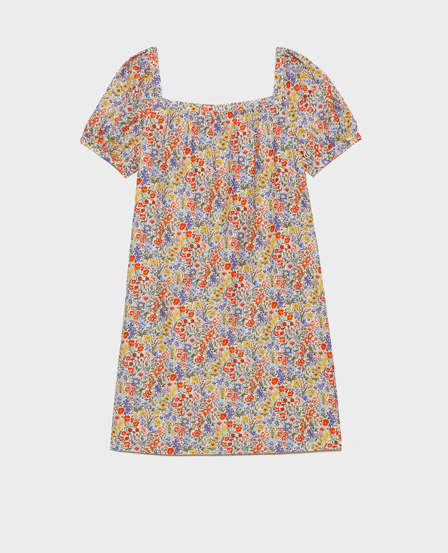 Kurzes Kleid aus Baumwolle und Seide Prairie gardenia