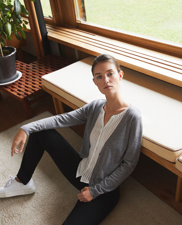 Cardigan-blouse trompe-l'œil Grau