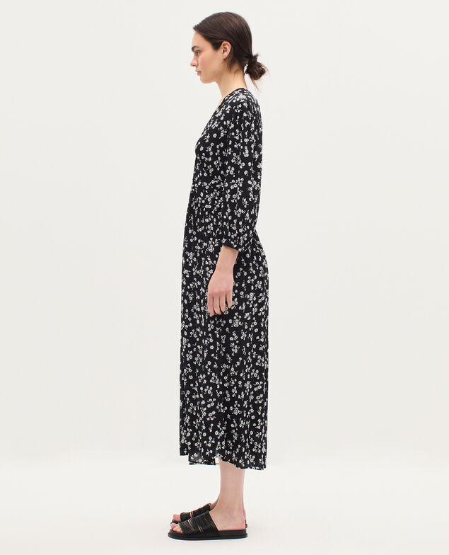 Langes fließendes Kleid K094 daisy black
