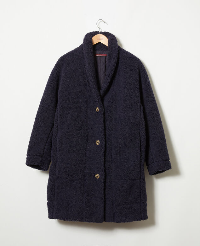 Mantel im Schaffell-Look  Dark navy