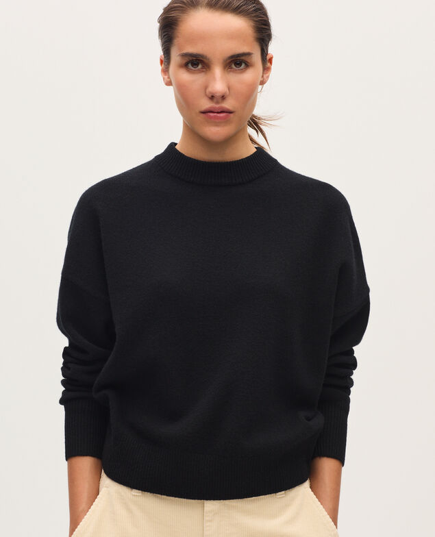 Pullover mit Rundhalsausschnitt aus Wolle U090 black