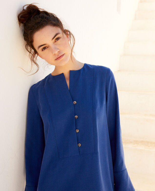 Kleid mit tunesischem Kragen Imperial blue