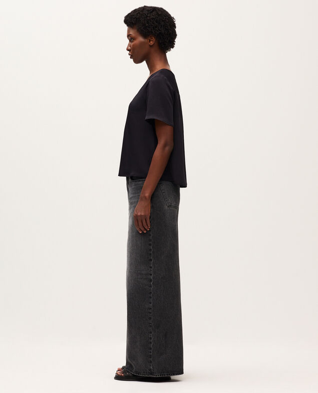 Fließende Bluse mit V-Ausschnitt H091 black beauty