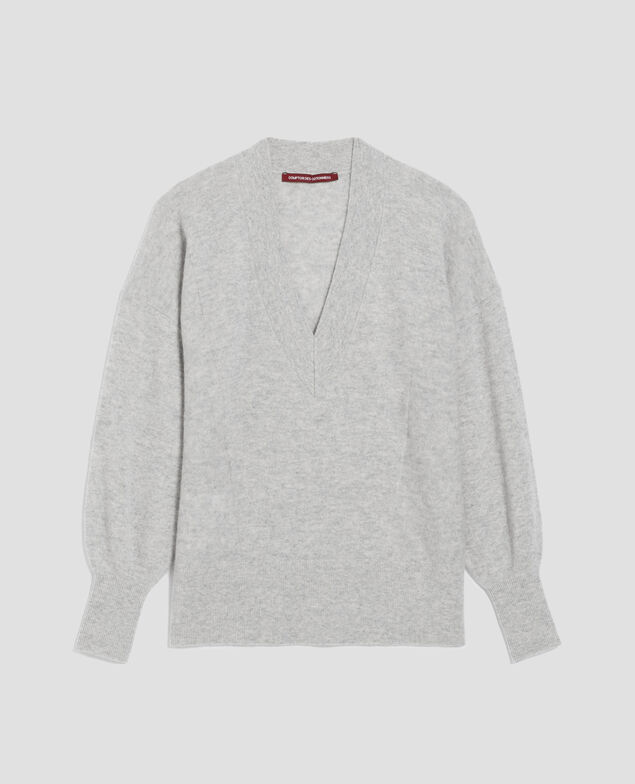 Pullover mit V-Ausschnitt aus Kaschmir I020 ashen gray