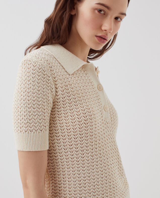 Pullover mit Polokragen und kurzen Ärmeln H304 albore