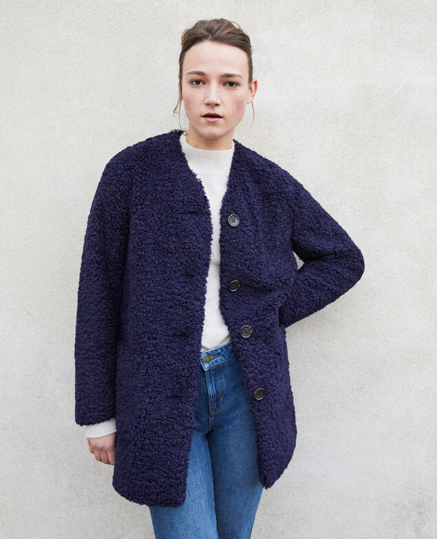 Mantel aus Pelzimitat Peacoat