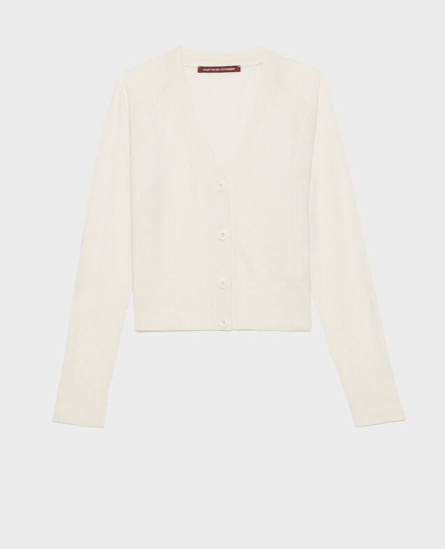 Kurzer Cardigan aus Baumwolle und Seide Gardenia