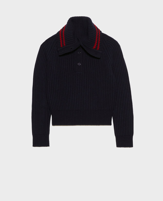 Wollpullover mit breitem Stehkragen Night sky