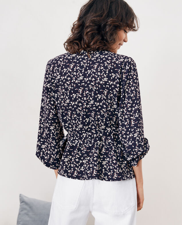 Bedruckte Cache-coeur-Bluse Canopee marine