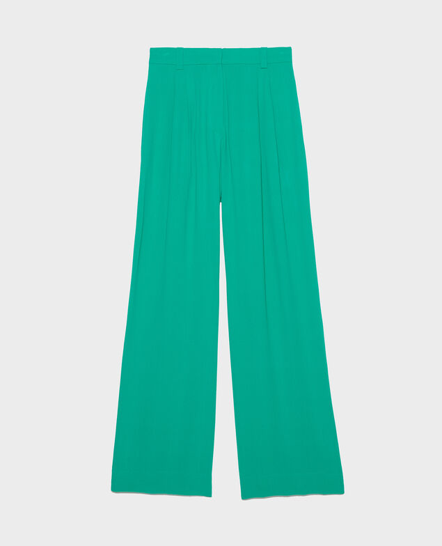 Weite, fließende Faltenhose aus Viskose Golf green