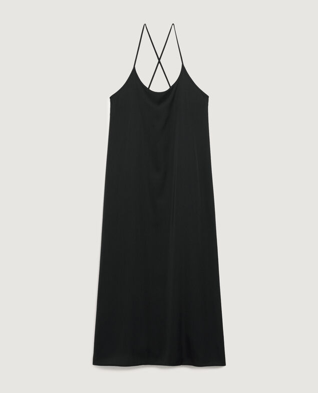 Langes satiniertes Nuisette-Kleid H091 black beauty