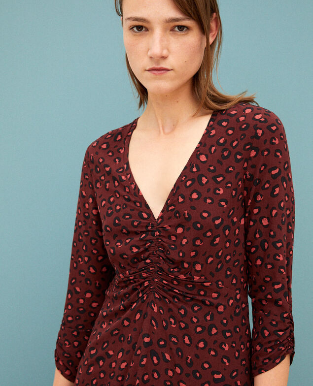 Kleid mit V-Ausschnitt Braun