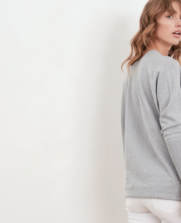 Oversize-Pullover aus Baumwolle und Kaschmir Light grey