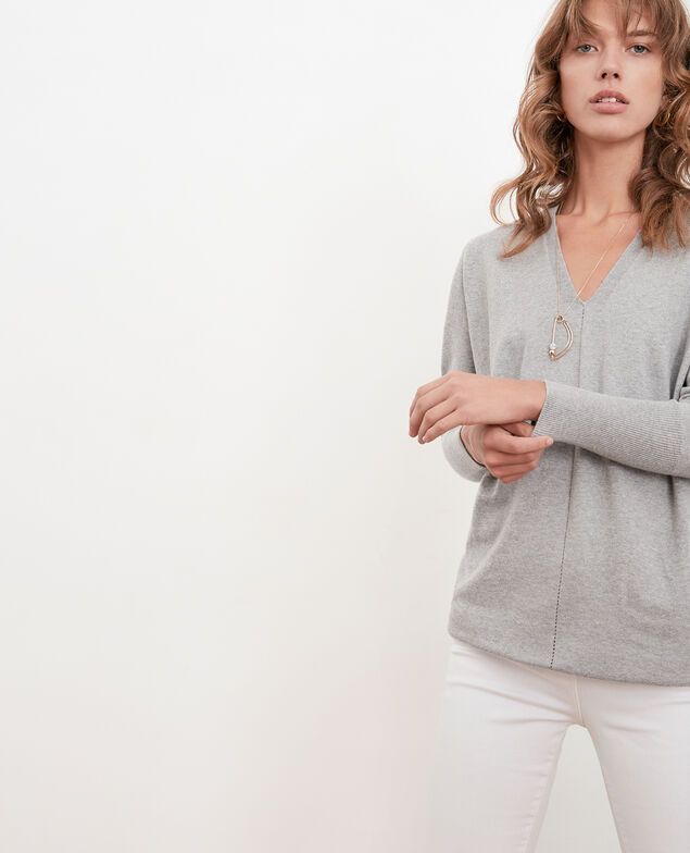 Oversize-Pullover aus Baumwolle und Kaschmir Light grey