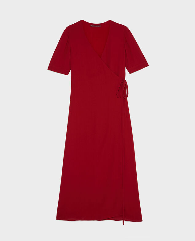  Langes Wickelkleid aus Viskose Royale red