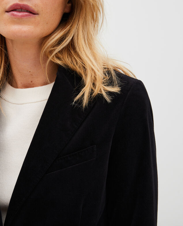 Blazer aus Samt zwei Knöpfe Black beauty