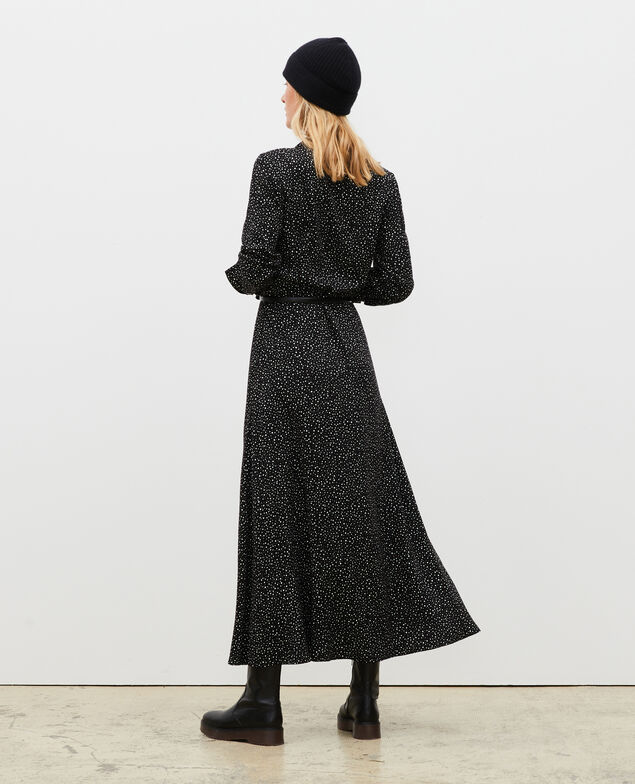 Langes gemustertes Maxi-Kleid Print constellation black
