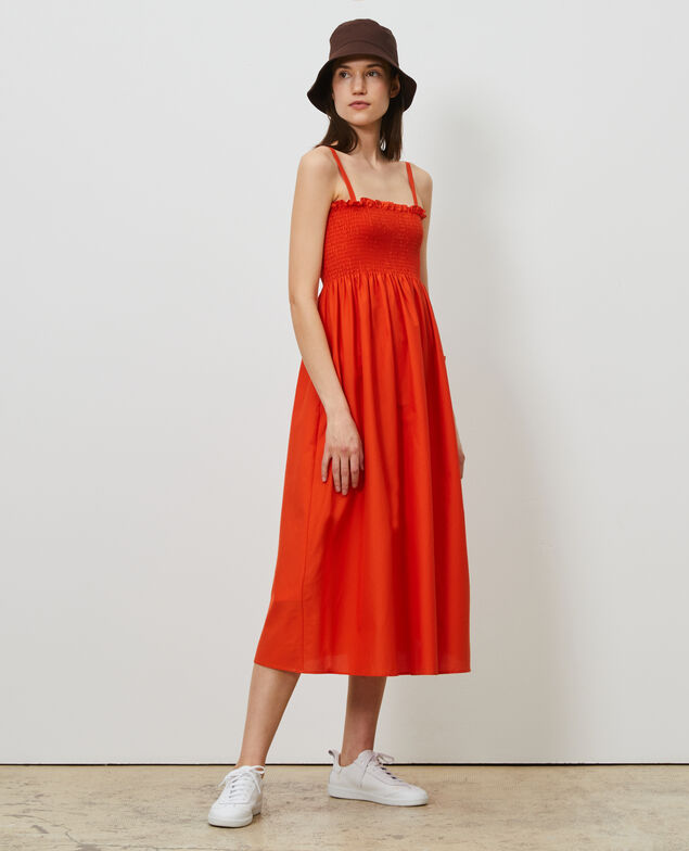 Langes Kleid aus Baumwolle und Seide Pureed pumpkin